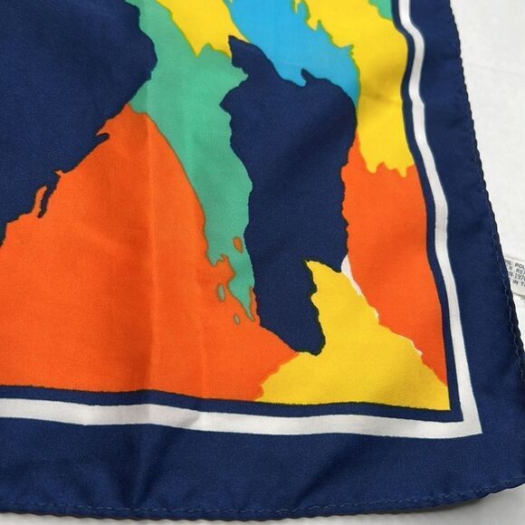 Multicolored Retro Rain scarf Blue green yellow orange EUC - Picture 5 of 11